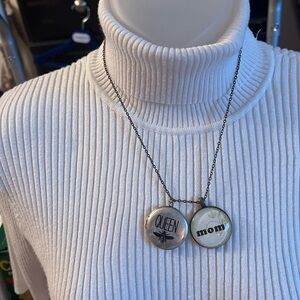 Necklace with one locket queen bee, and one mom pendant! Great gift